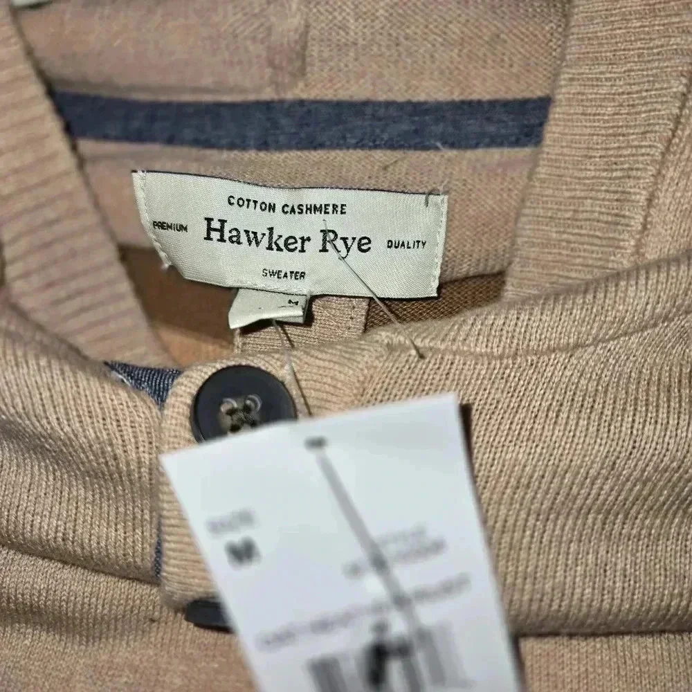 Hawker Rye *StitchFix* men's Cashmere Blend hooded Sweater Sz Med NWT